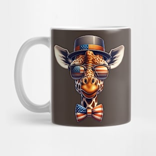 Giraffe Patriotic Sunglasses American Flag 4th of July Mug